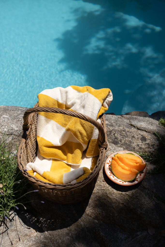 DSxJAV-144 watermelon and towel by the pool